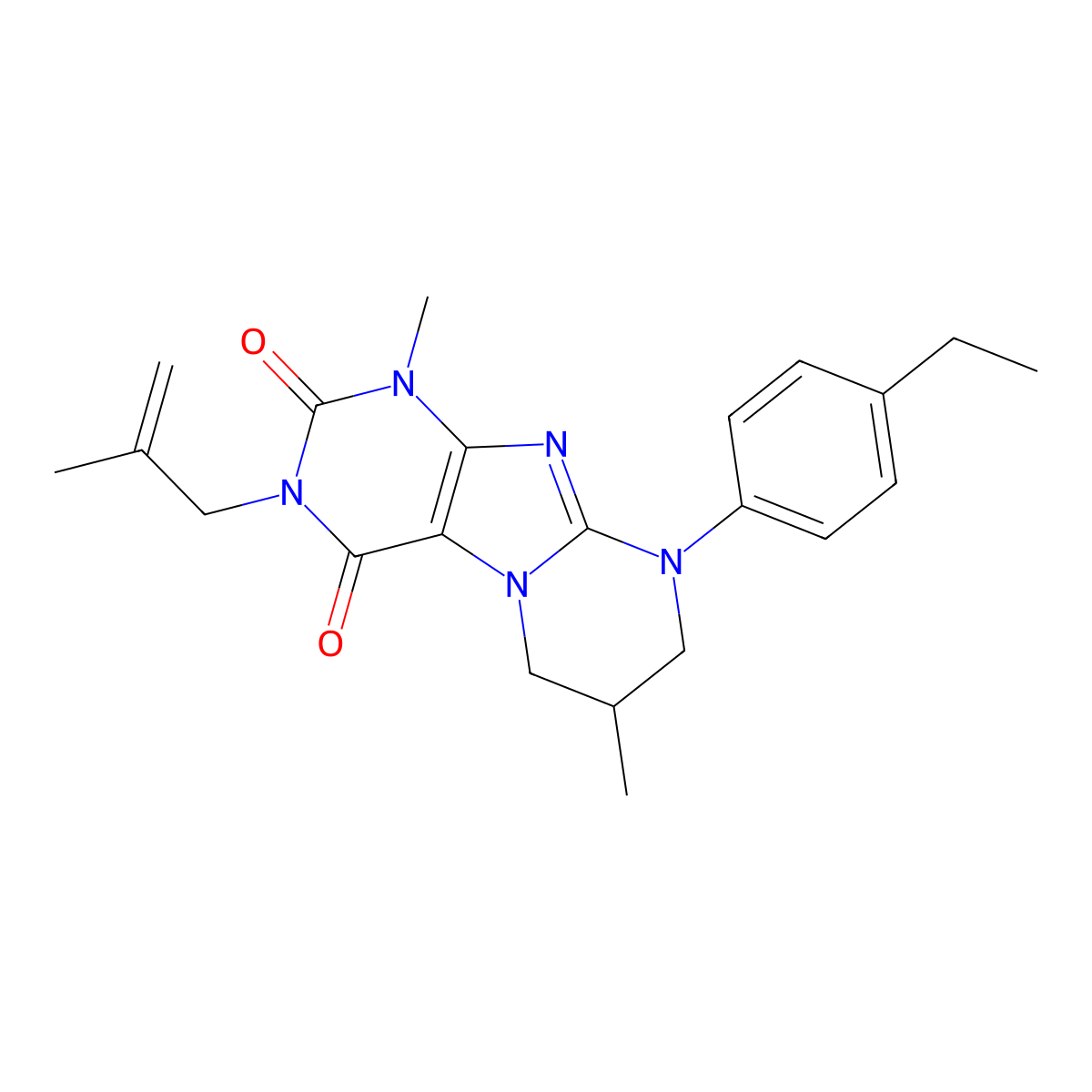 9-(4-ethylphenyl)-1,7-dimethyl-3-(2-methylprop-2-enyl)-7,8-dihydro-6H-purino[7,8-a]pyrimidine-2,4-dione molecular structure, CAS 847047-23-8