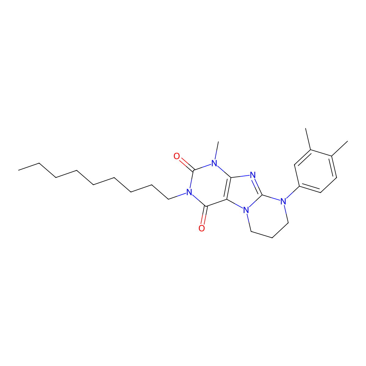9-(3,4-dimethylphenyl)-1-methyl-3-nonyl-7,8-dihydro-6H-purino[7,8-a]pyrimidine-2,4-dione molecular structure, CAS 847047-47-6