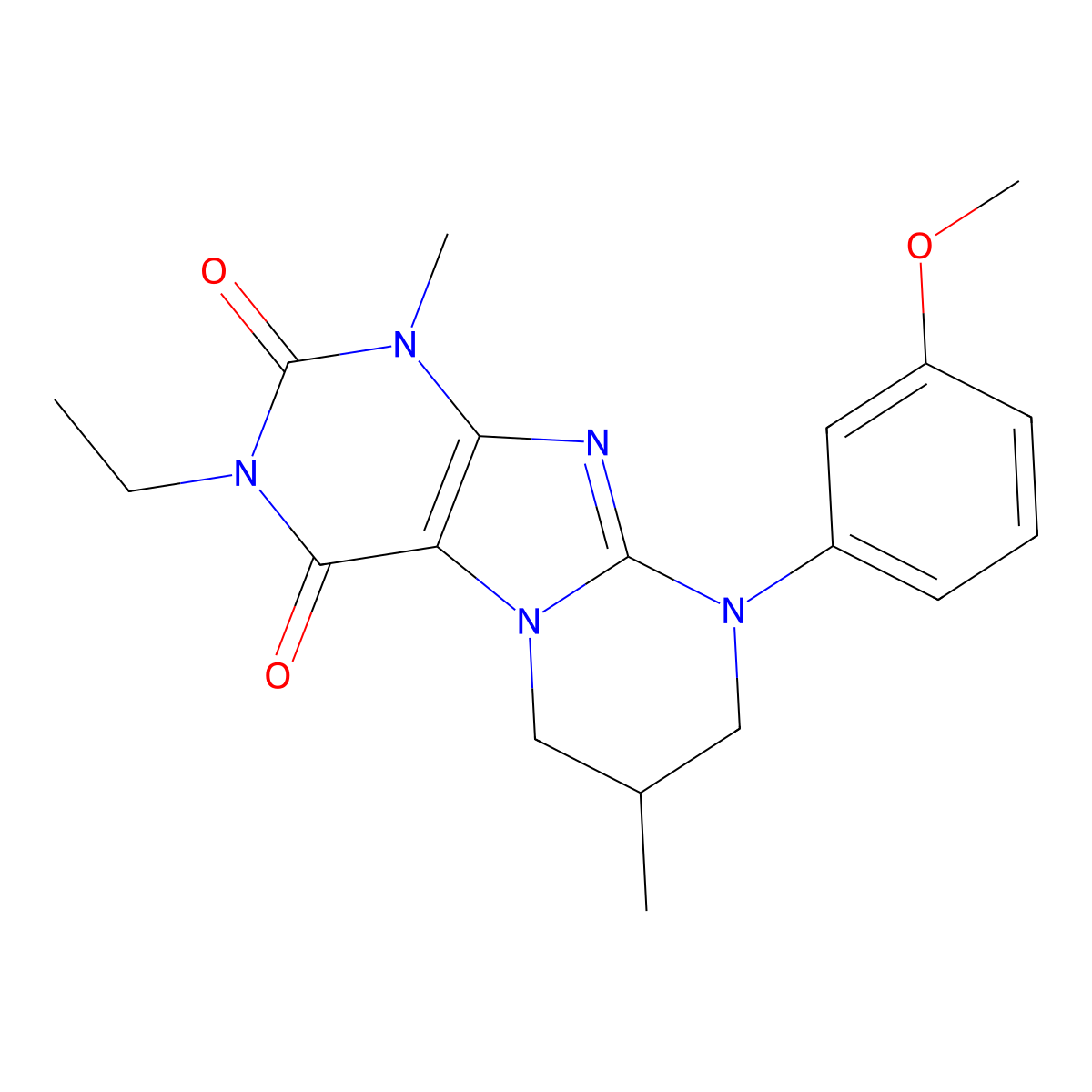 3-ethyl-9-(3-methoxyphenyl)-1,7-dimethyl-7,8-dihydro-6H-purino[7,8-a]pyrimidine-2,4-dione molecular structure, CAS 847047-48-7