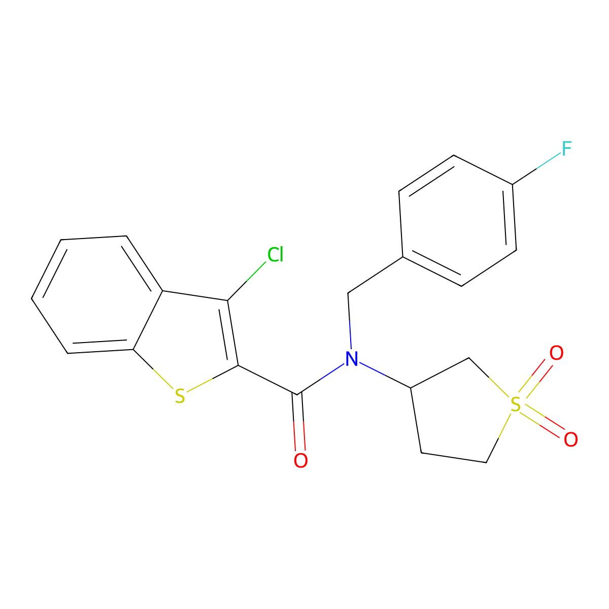 3-chloro-N-(1,1-dioxidotetrahydrothiophen-3-yl)-N-(4-fluorobenzyl)-1-benzothiophene-2-carboxamide molecular structure, CAS 847047-78-3