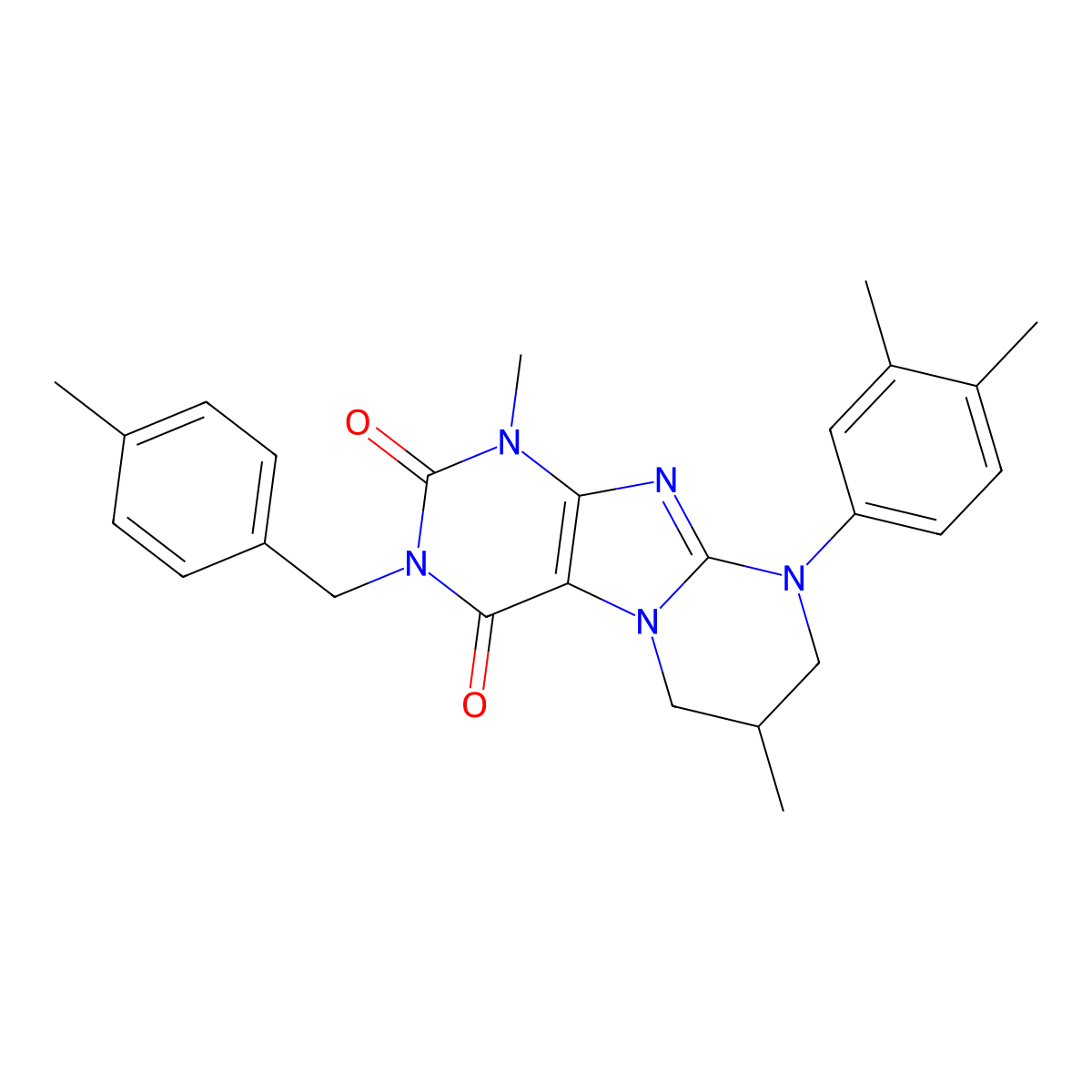 9-(3,4-dimethylphenyl)-1,7-dimethyl-3-[(4-methylphenyl)methyl]-7,8-dihydro-6H-purino[7,8-a]pyrimidine-2,4-dione molecular structure, CAS 847047-84-1