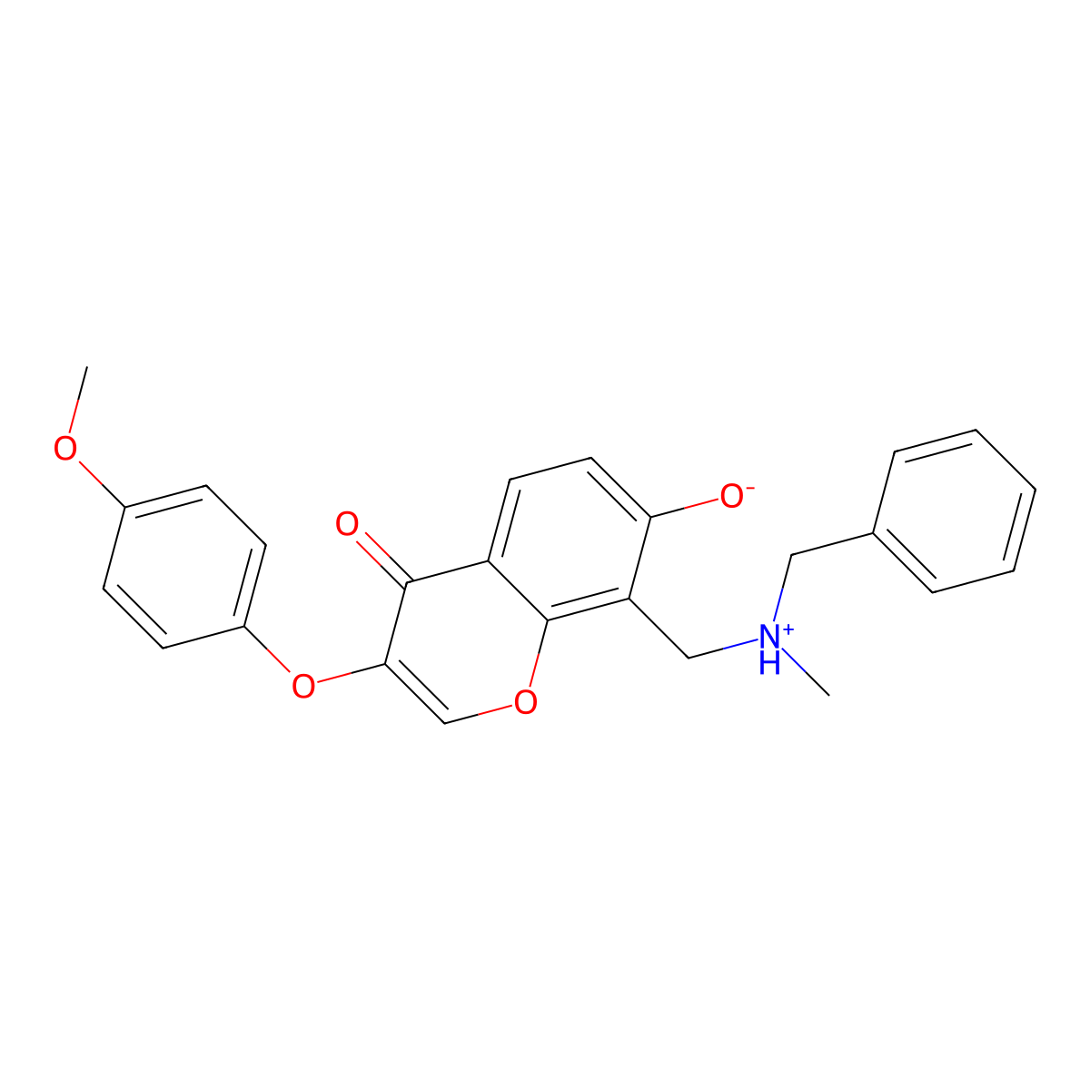 8-((benzyl(methyl)amino)methyl)-7-hydroxy-3-(4-methoxyphenoxy)-4H-chromen-4-one molecular structure, CAS 847048-53-7