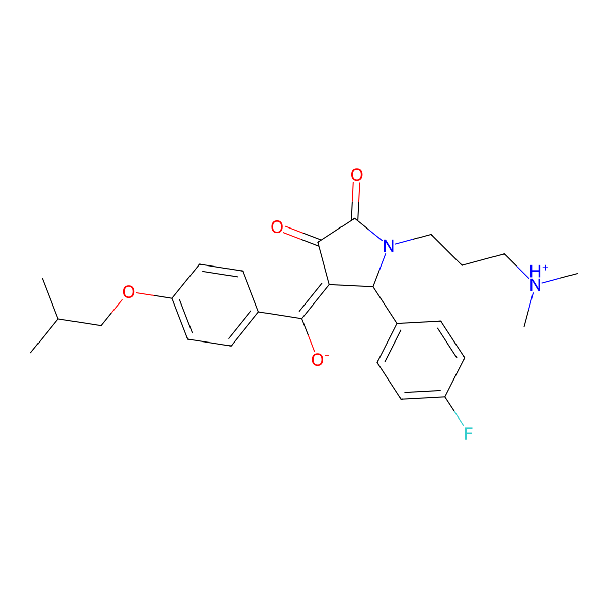 1-[3-(dimethylamino)propyl]-5-(4-fluorophenyl)-3-hydroxy-4-[4-(2-methylpropoxy)benzoyl]-2,5-dihydro-1H-pyrrol-2-one molecular structure, CAS 847049-20-1