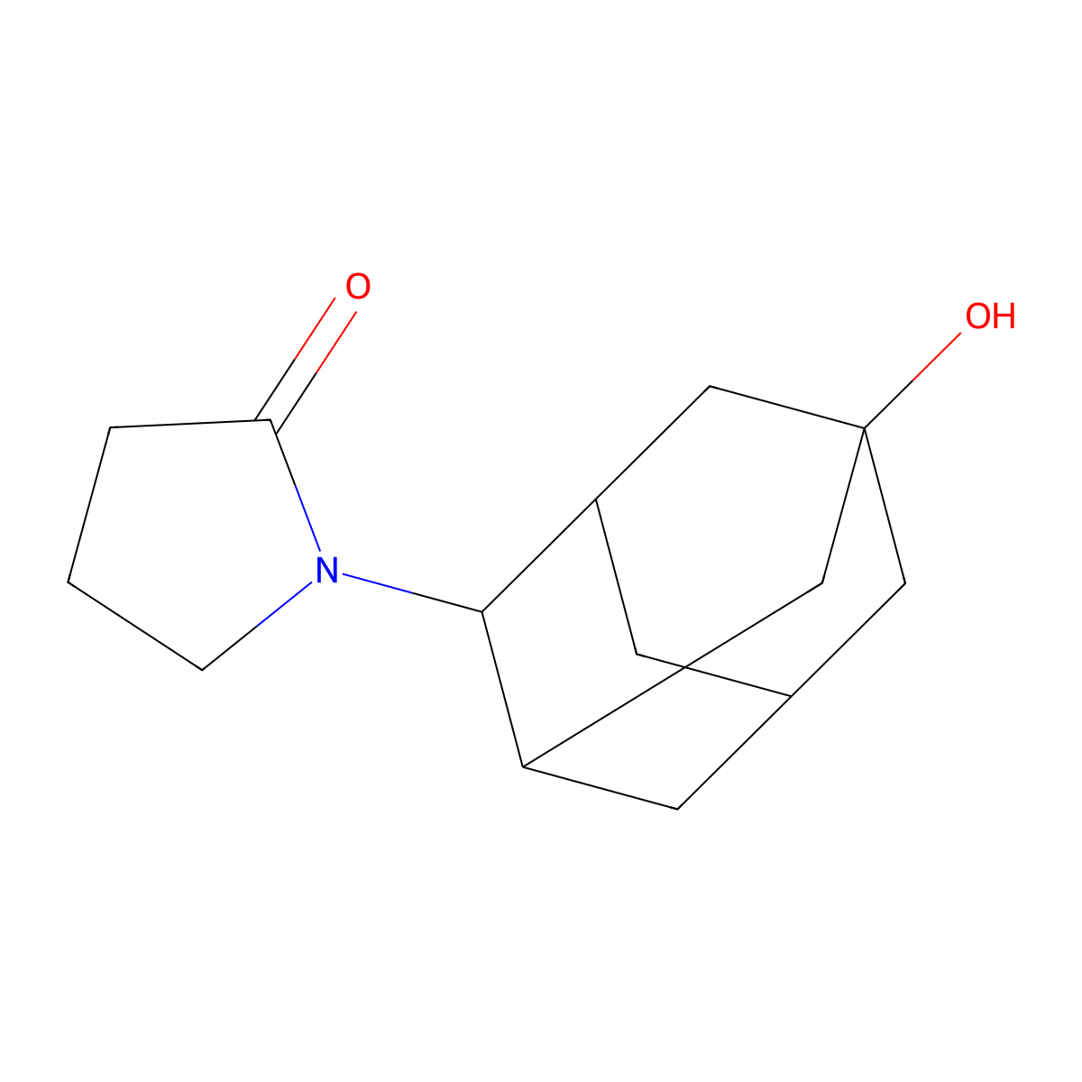 2-Pyrrolidinone, N-(1-hydroxy-4-adamantyl)- molecular structure, CAS 84709-80-8