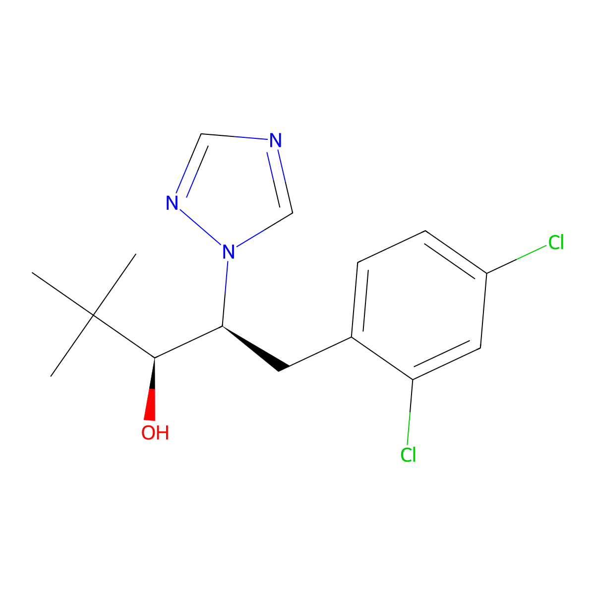 1H-1,2,4-Triazole-1-ethanol, beta-((2,4-dichlorophenyl)methyl)-alpha-(1,1-dimethylethyl)-, (alphaS,betaS)- molecular structure, CAS 84709-81-9