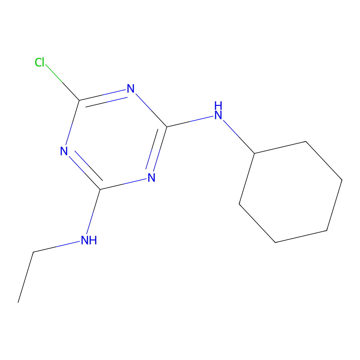 6-Chloro-N-cyclohexyl-N'-ethyl-1,3,5-triazine-2,4-diamine molecular structure, CAS 84712-77-6