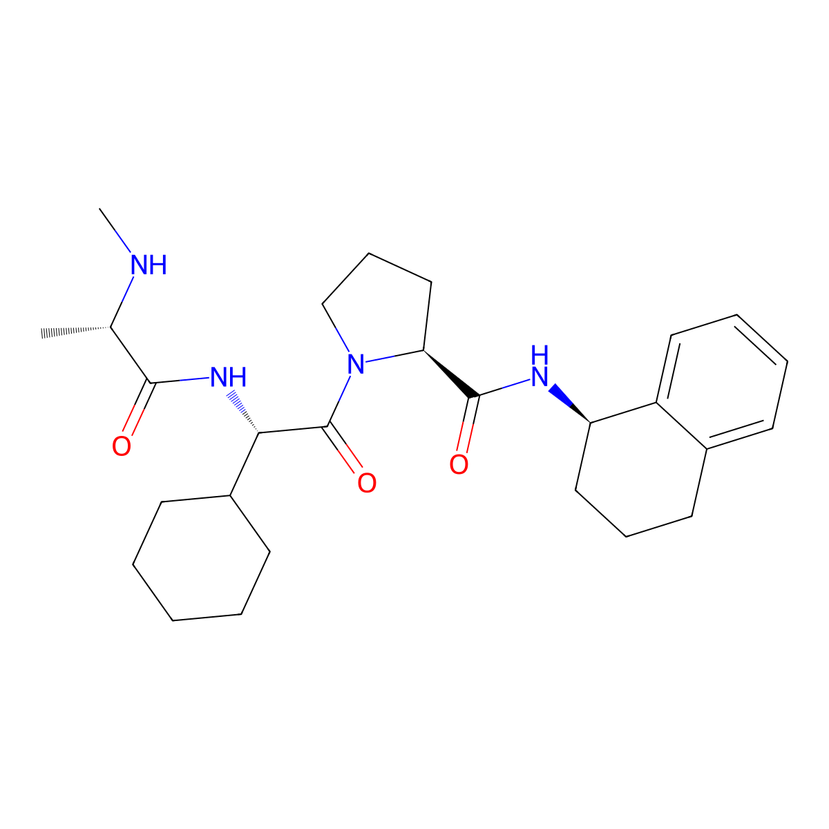 (2S)-1-[(2S)-2-cyclohexyl-2-[(2S)-2-(methylamino)propanamido]acetyl]-N-[(1R)-1,2,3,4-tetrahydronaphthalen-1-yl]pyrrolidine-2-carboxamide molecular structure, CAS 847137-52-4