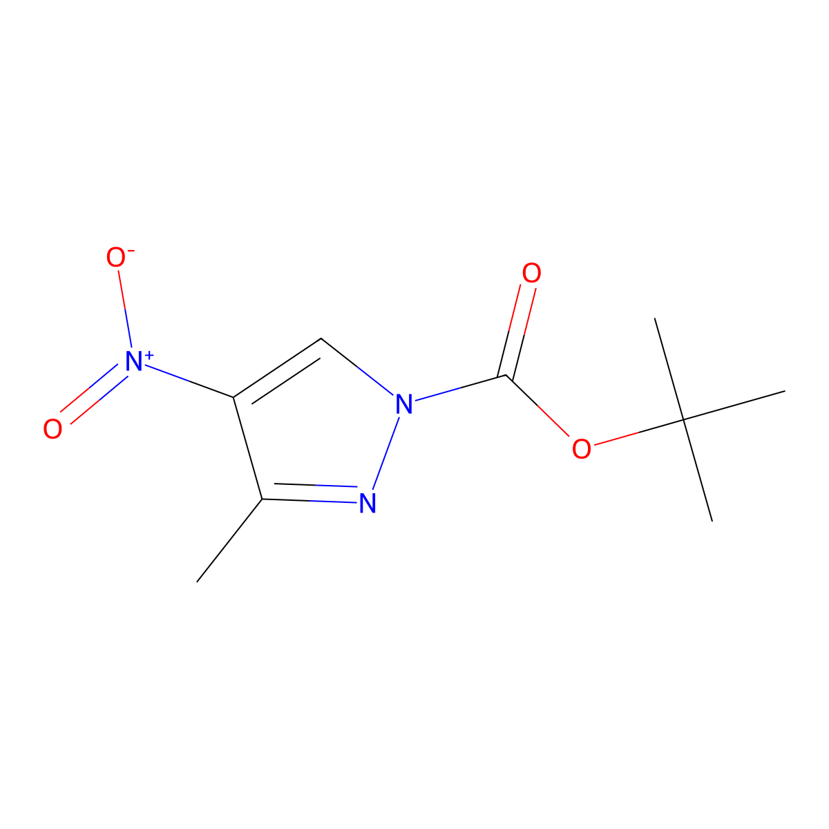 tert-Butyl 3-methyl-4-nitro-1H-pyrazole-1-carboxylate molecular structure, CAS 847139-22-4