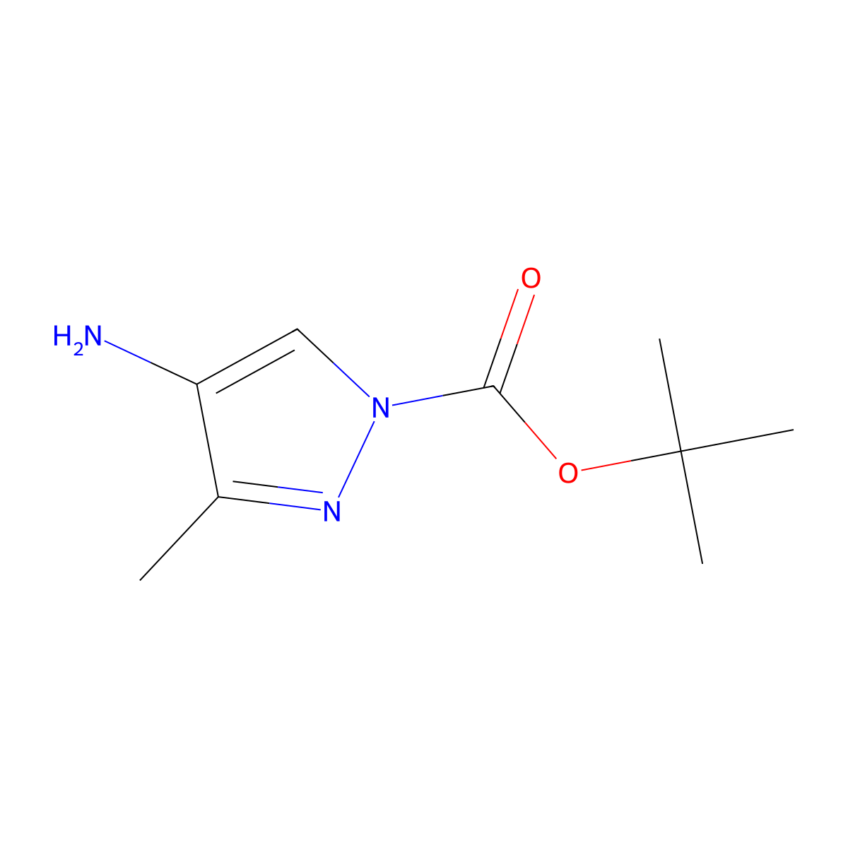 tert-Butyl 4-amino-3-methyl-1H-pyrazole-1-carboxylate molecular structure, CAS 847139-23-5