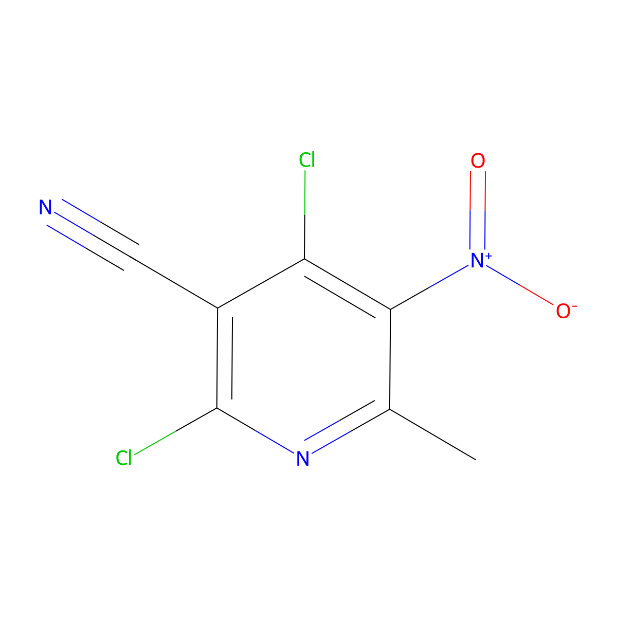 2,4-Dichloro-6-methyl-5-nitronicotinonitrile molecular structure, CAS 847145-54-4