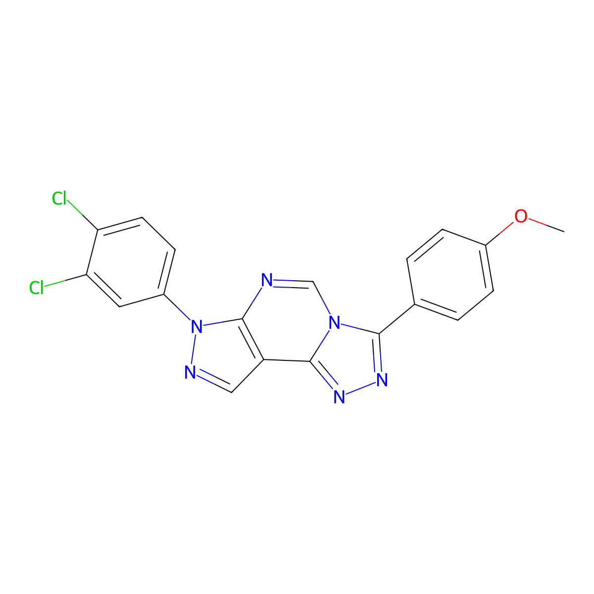 10-(3,4-Dichlorophenyl)-5-(4-methoxyphenyl)-3,4,6,8,10,11-hexaazatricyclo[7.3.0.0^{2,6}]dodeca-1(9),2,4,7,11-pentaene molecular structure, CAS 847159-33-5