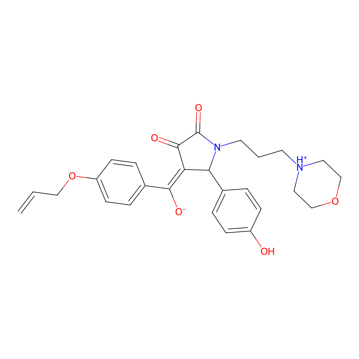 3-hydroxy-5-(4-hydroxyphenyl)-1-[3-(morpholin-4-yl)propyl]-4-[4-(prop-2-en-1-yloxy)benzoyl]-2,5-dihydro-1H-pyrrol-2-one molecular structure, CAS 847160-17-2