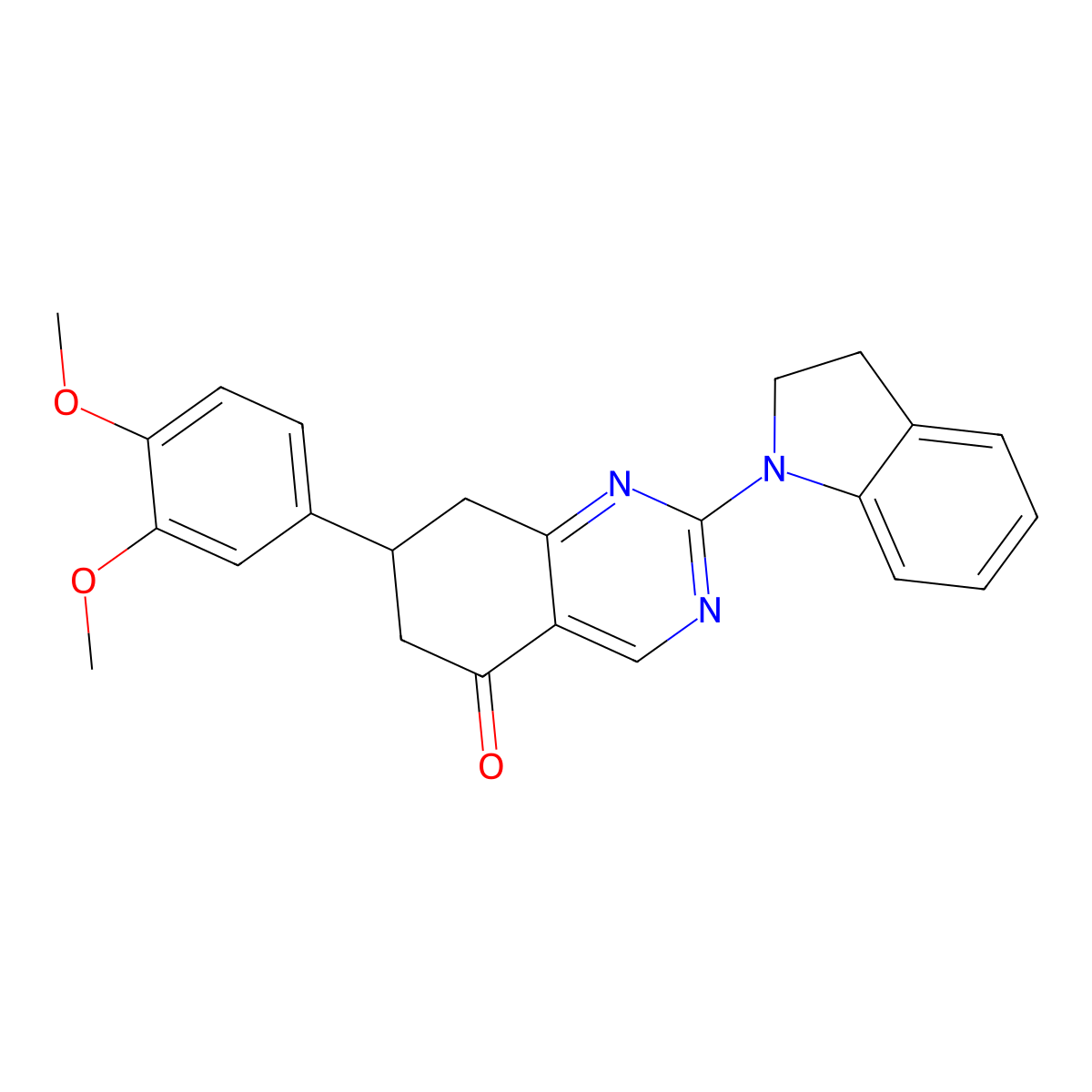 2-(2,3-dihydro-1H-indol-1-yl)-7-(3,4-dimethoxyphenyl)-7,8-dihydroquinazolin-5(6H)-one molecular structure, CAS 847160-19-4