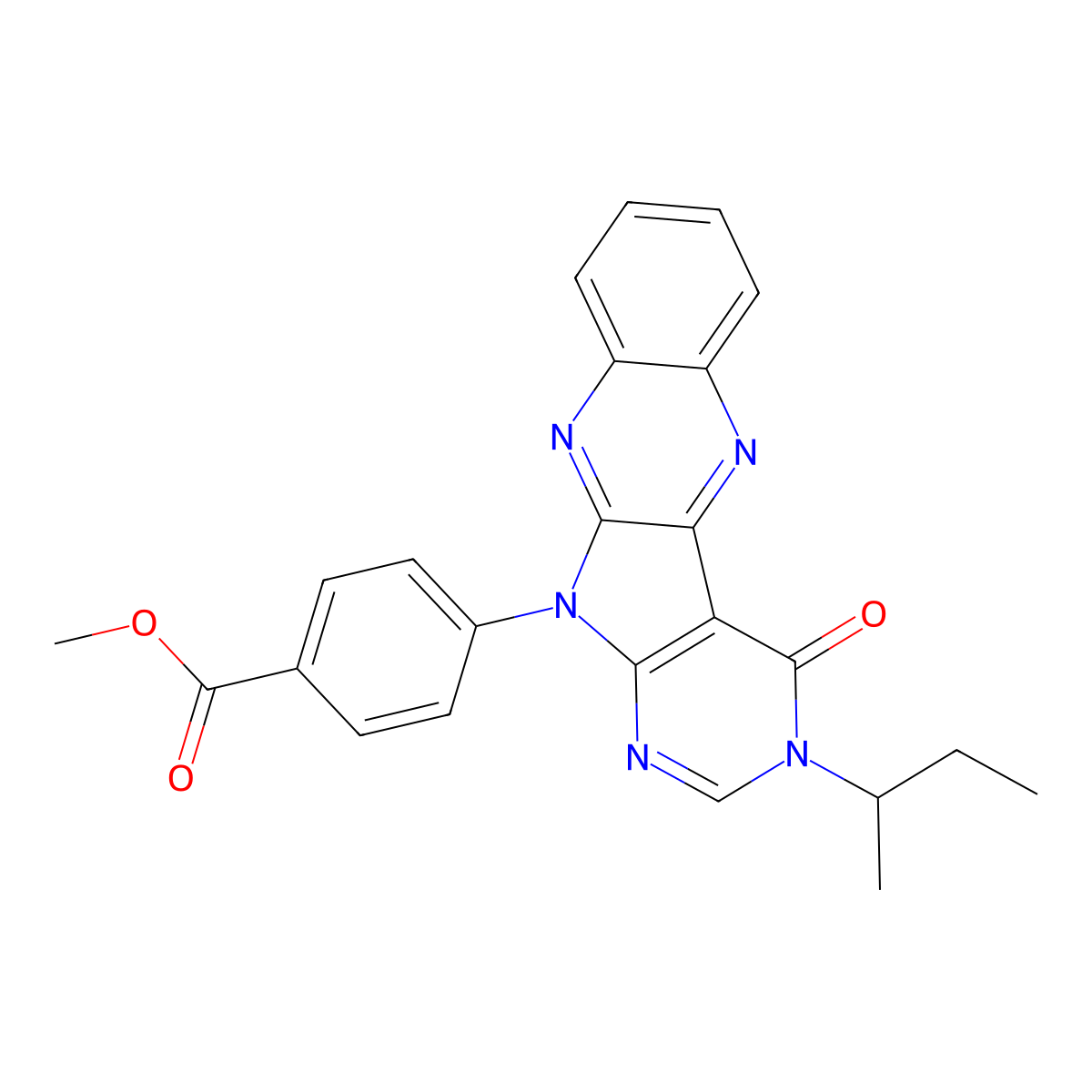 methyl 4-(3-sec-butyl-4-oxo-3,4-dihydro-11H-pyrimido[5',4':4,5]pyrrolo[2,3-b]quinoxalin-11-yl)benzoate molecular structure, CAS 847161-01-7