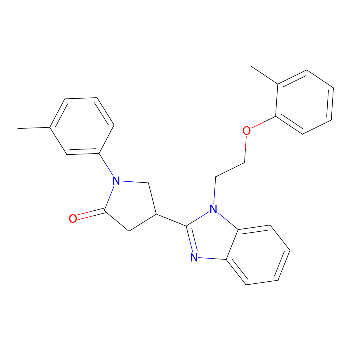 1-(m-tolyl)-4-(1-(2-(o-tolyloxy)ethyl)-1H-benzo[d]imidazol-2-yl)pyrrolidin-2-one molecular structure, CAS 847161-22-2