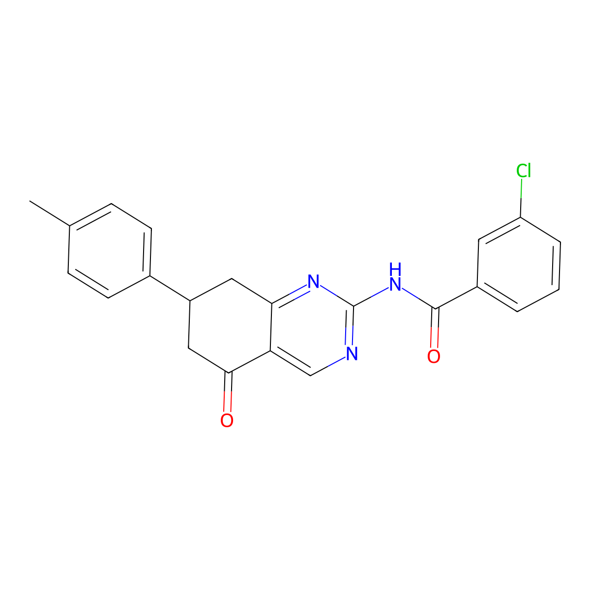 3-chloro-N-[7-(4-methylphenyl)-5-oxo-5,6,7,8-tetrahydroquinazolin-2-yl]benzamide molecular structure, CAS 847161-39-1