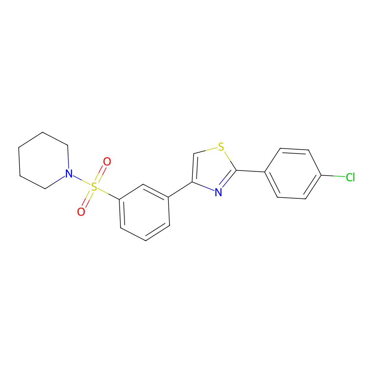 2-(4-Chlorophenyl)-4-[3-(piperidinosulfonyl)phenyl]-1,3-thiazole molecular structure, CAS 847161-89-1