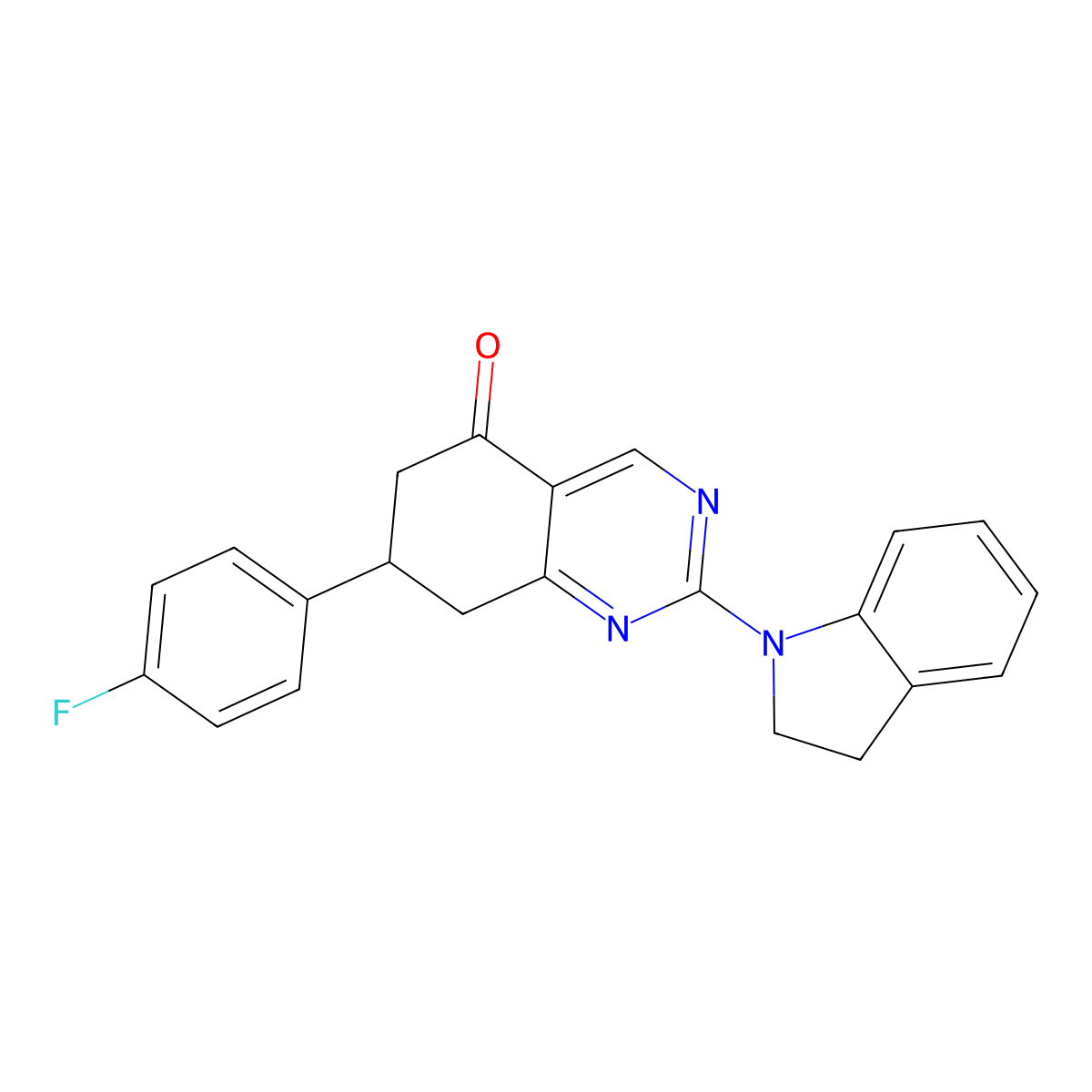 2-(2,3-dihydro-1H-indol-1-yl)-7-(4-fluorophenyl)-7,8-dihydroquinazolin-5(6H)-one molecular structure, CAS 847162-33-8