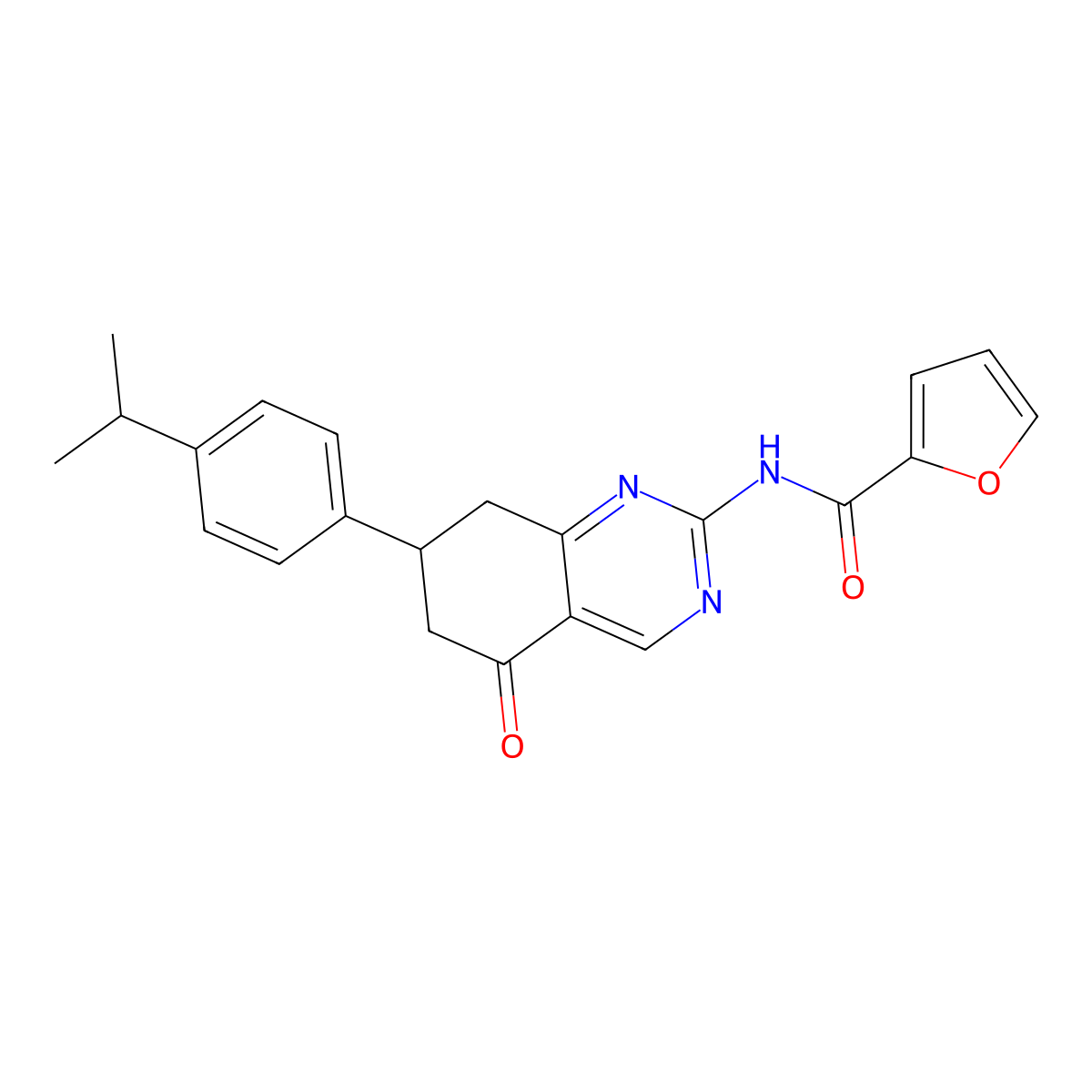 N-{5-oxo-7-[4-(propan-2-yl)phenyl]-5,6,7,8-tetrahydroquinazolin-2-yl}furan-2-carboxamide molecular structure, CAS 847162-80-5