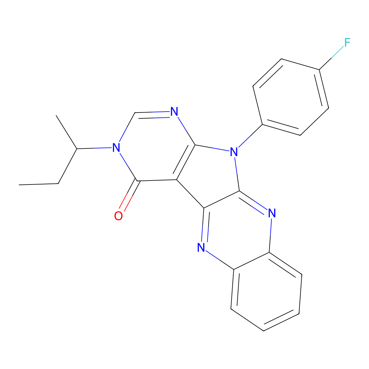 3-sec-butyl-11-(4-fluorophenyl)-3,11-dihydro-4H-pyrimido[5',4':4,5]pyrrolo[2,3-b]quinoxalin-4-one molecular structure, CAS 847163-70-6