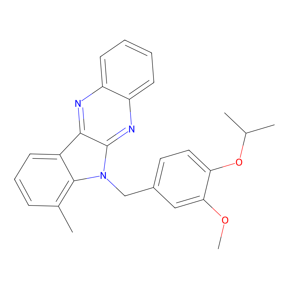 6-[3-methoxy-4-(propan-2-yloxy)benzyl]-7-methyl-6H-indolo[2,3-b]quinoxaline molecular structure, CAS 847163-75-1