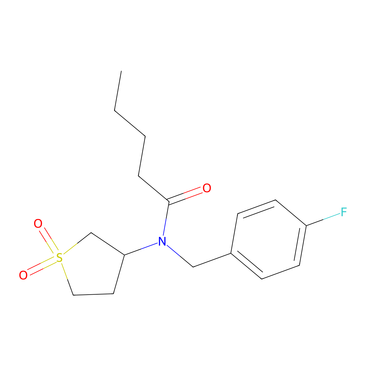 N-(1,1-dioxidotetrahydrothiophen-3-yl)-N-(4-fluorobenzyl)pentanamide molecular structure, CAS 847164-20-9