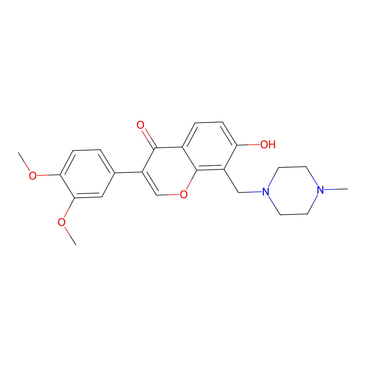 3-(3,4-dimethoxyphenyl)-7-hydroxy-8-((4-methylpiperazin-1-yl)methyl)-4H-chromen-4-one molecular structure, CAS 847164-67-4