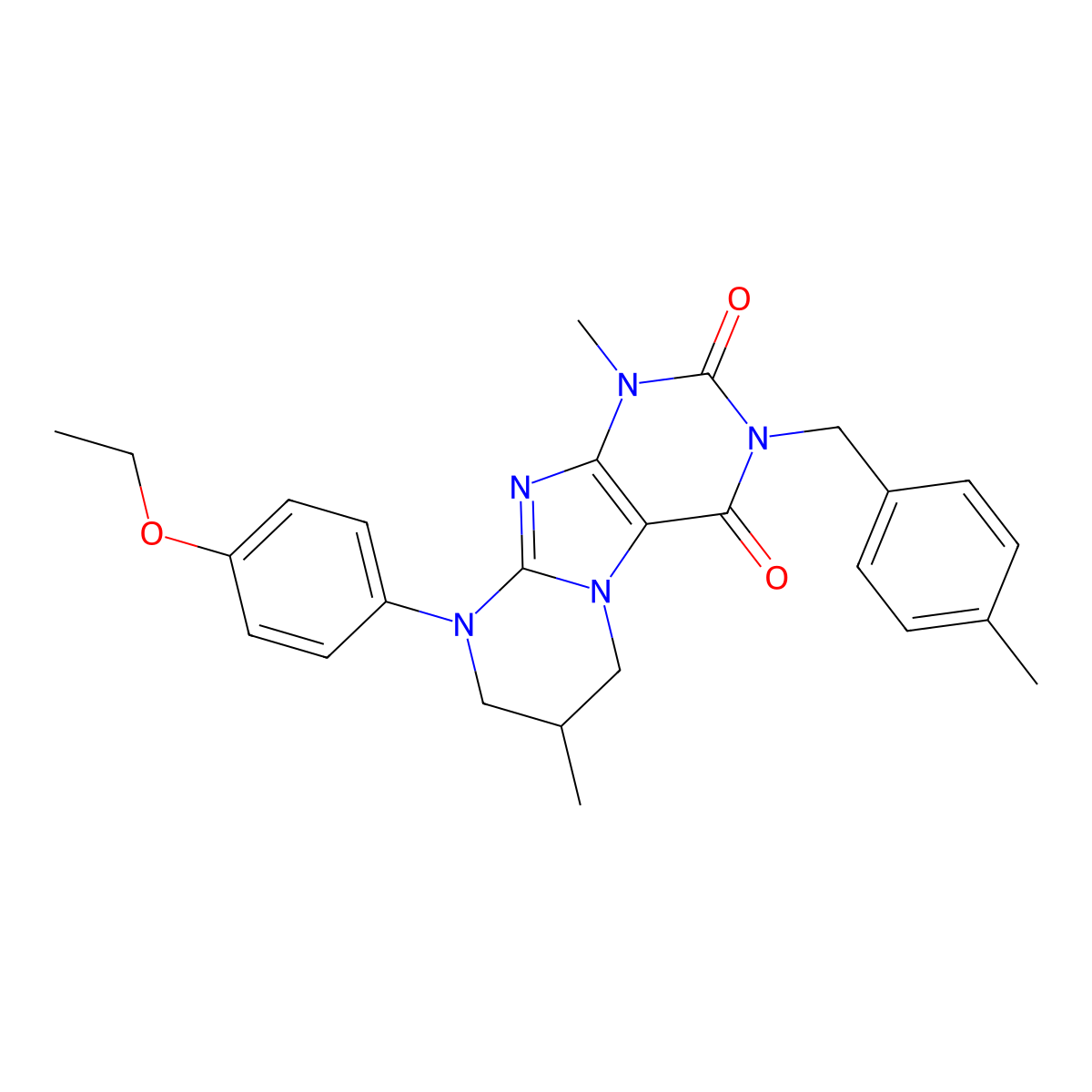 9-(4-ethoxyphenyl)-1,7-dimethyl-3-[(4-methylphenyl)methyl]-7,8-dihydro-6H-purino[7,8-a]pyrimidine-2,4-dione molecular structure, CAS 847164-86-7