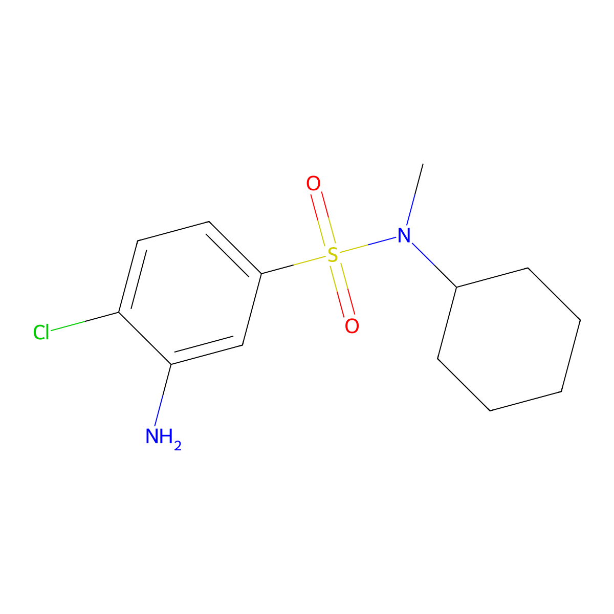 3-Amino-4-chloro-N-cyclohexyl-N-methylbenzenesulfonamide molecular structure, CAS 847171-44-2