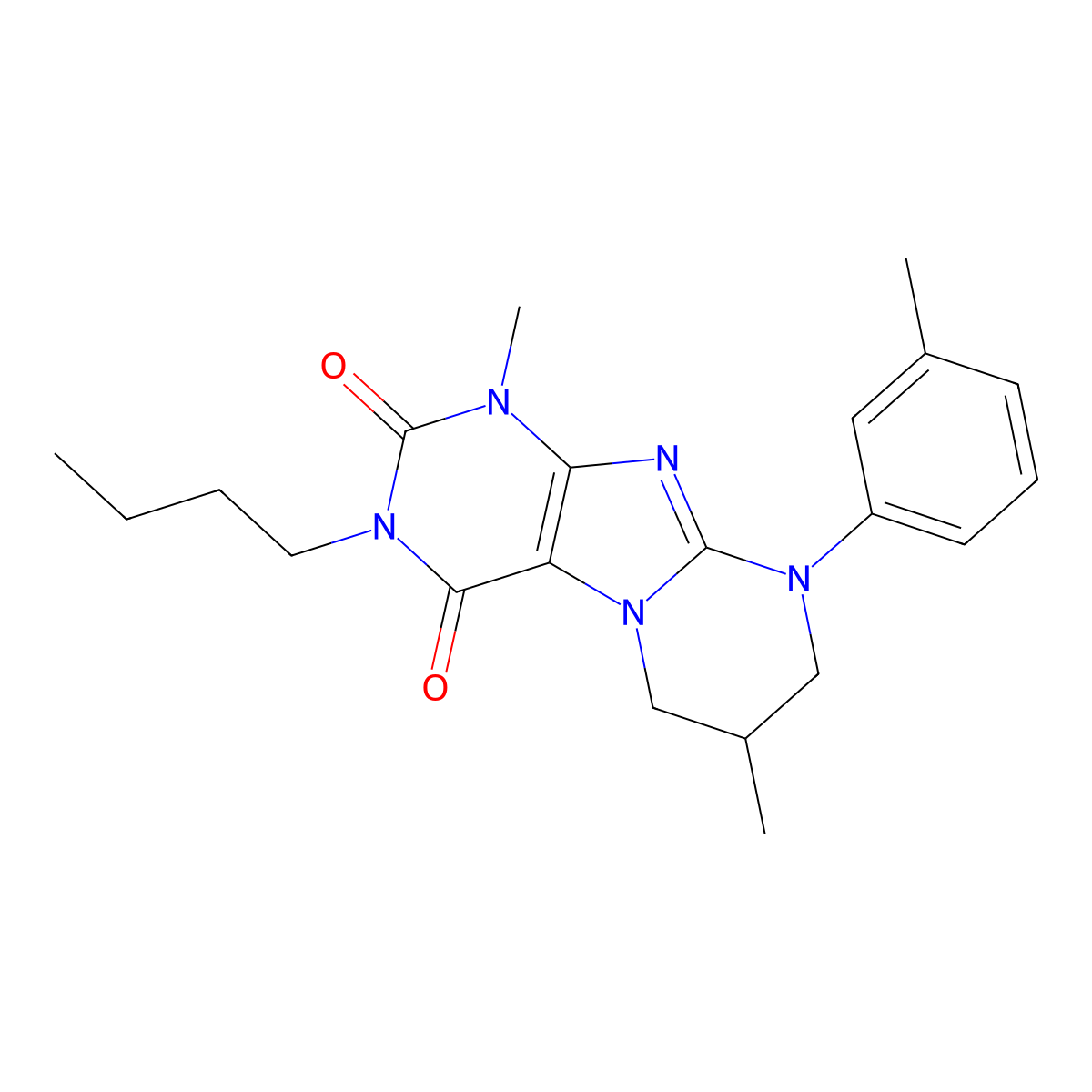 3-butyl-1,7-dimethyl-9-(3-methylphenyl)-7,8-dihydro-6H-purino[7,8-a]pyrimidine-2,4-dione molecular structure, CAS 847175-11-5