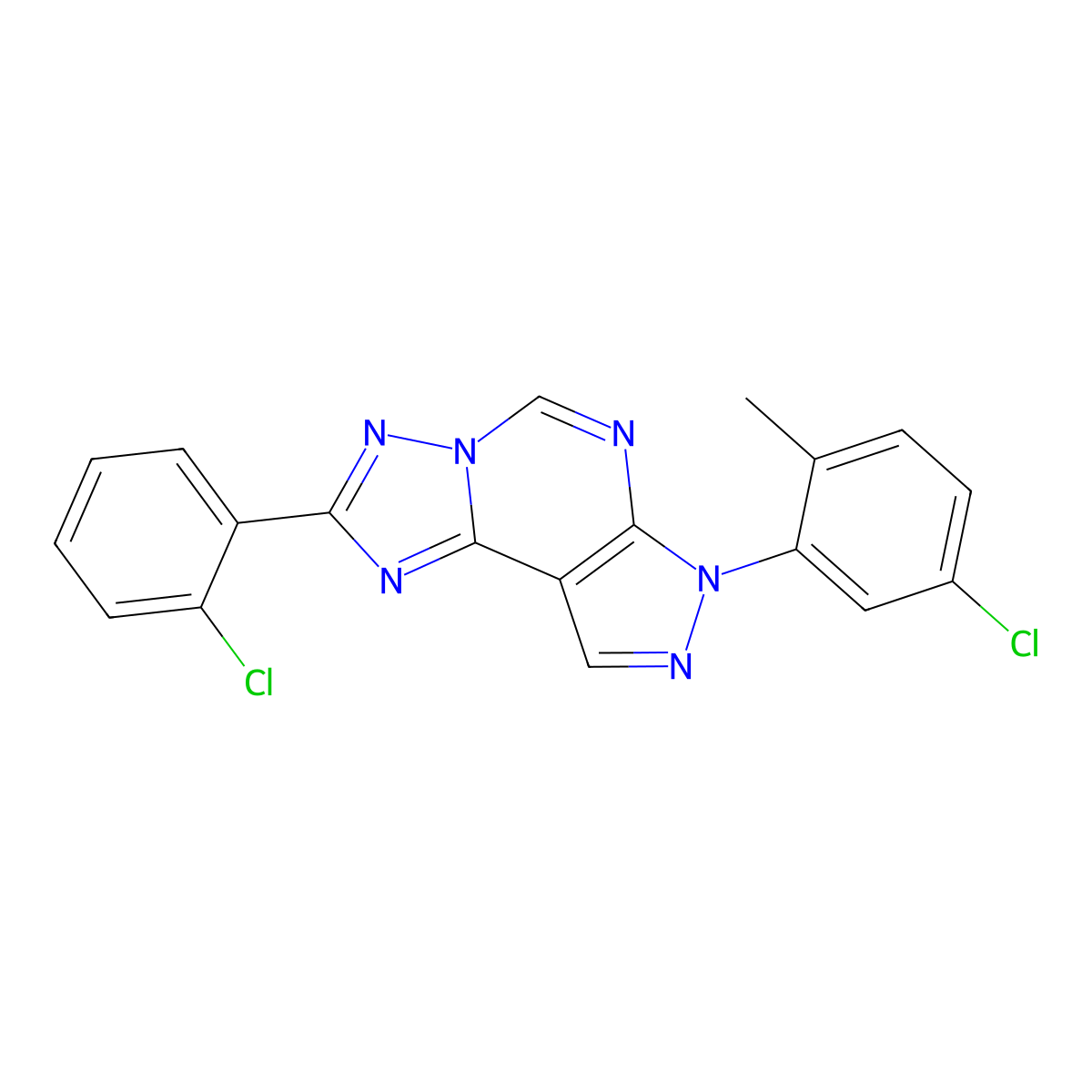 7-(5-chloro-2-methylphenyl)-2-(2-chlorophenyl)-7H-pyrazolo[4,3-e][1,2,4]triazolo[1,5-c]pyrimidine molecular structure, CAS 847175-81-9