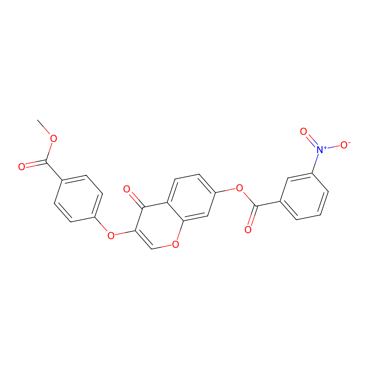 3-(4-(methoxycarbonyl)phenoxy)-4-oxo-4H-chromen-7-yl 3-nitrobenzoate molecular structure, CAS 847176-13-0