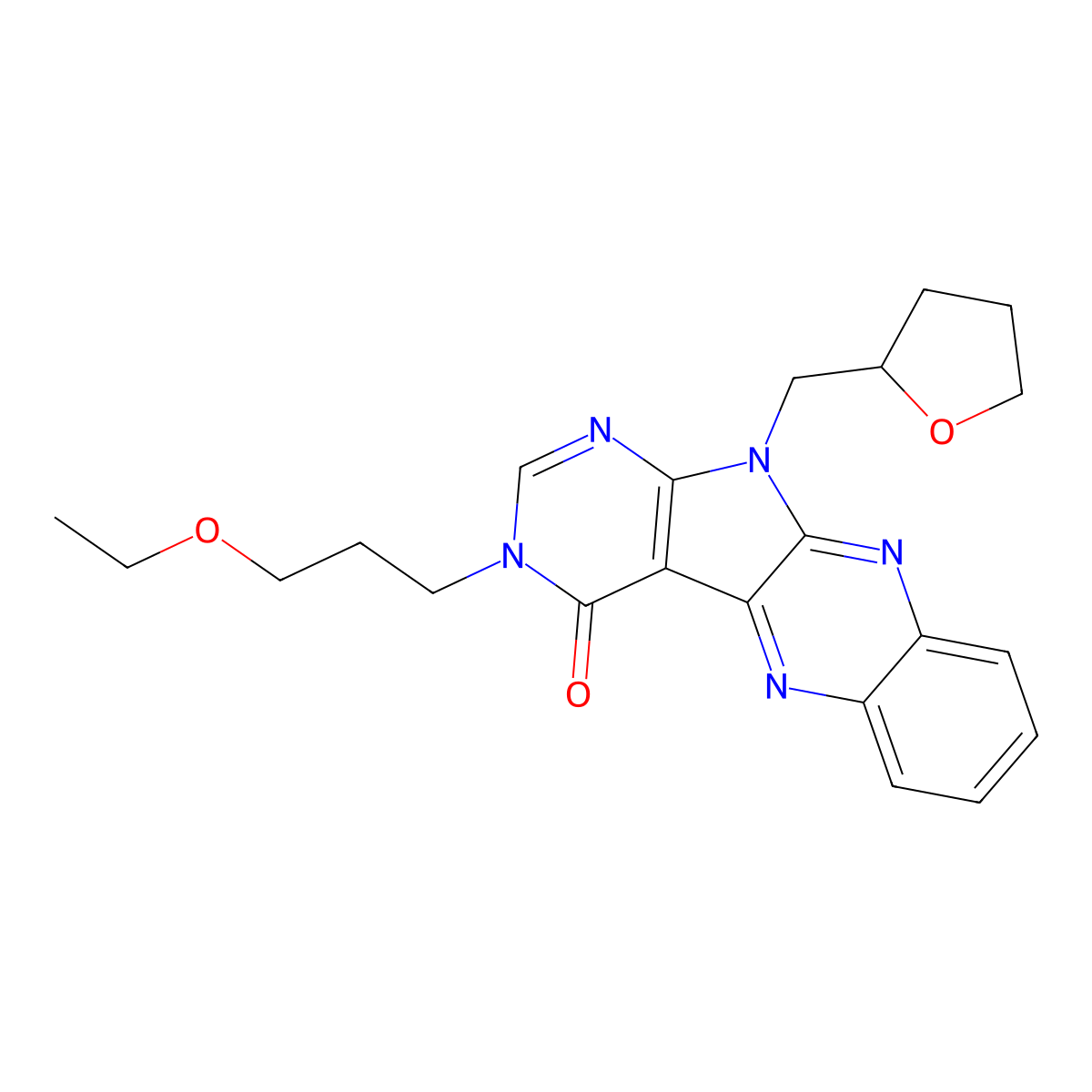 3-(3-ethoxypropyl)-11-((tetrahydrofuran-2-yl)methyl)-3H-pyrimido[5',4':4,5]pyrrolo[2,3-b]quinoxalin-4(11H)-one molecular structure, CAS 847176-54-9