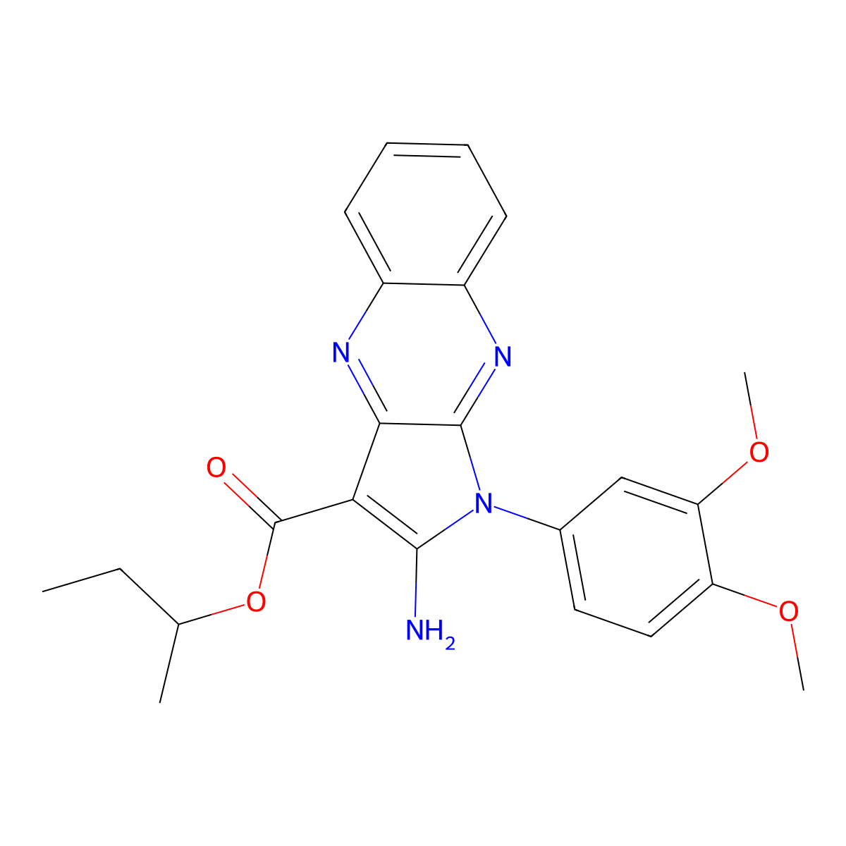 sec-butyl 2-amino-1-(3,4-dimethoxyphenyl)-1H-pyrrolo[2,3-b]quinoxaline-3-carboxylate molecular structure, CAS 847176-92-5