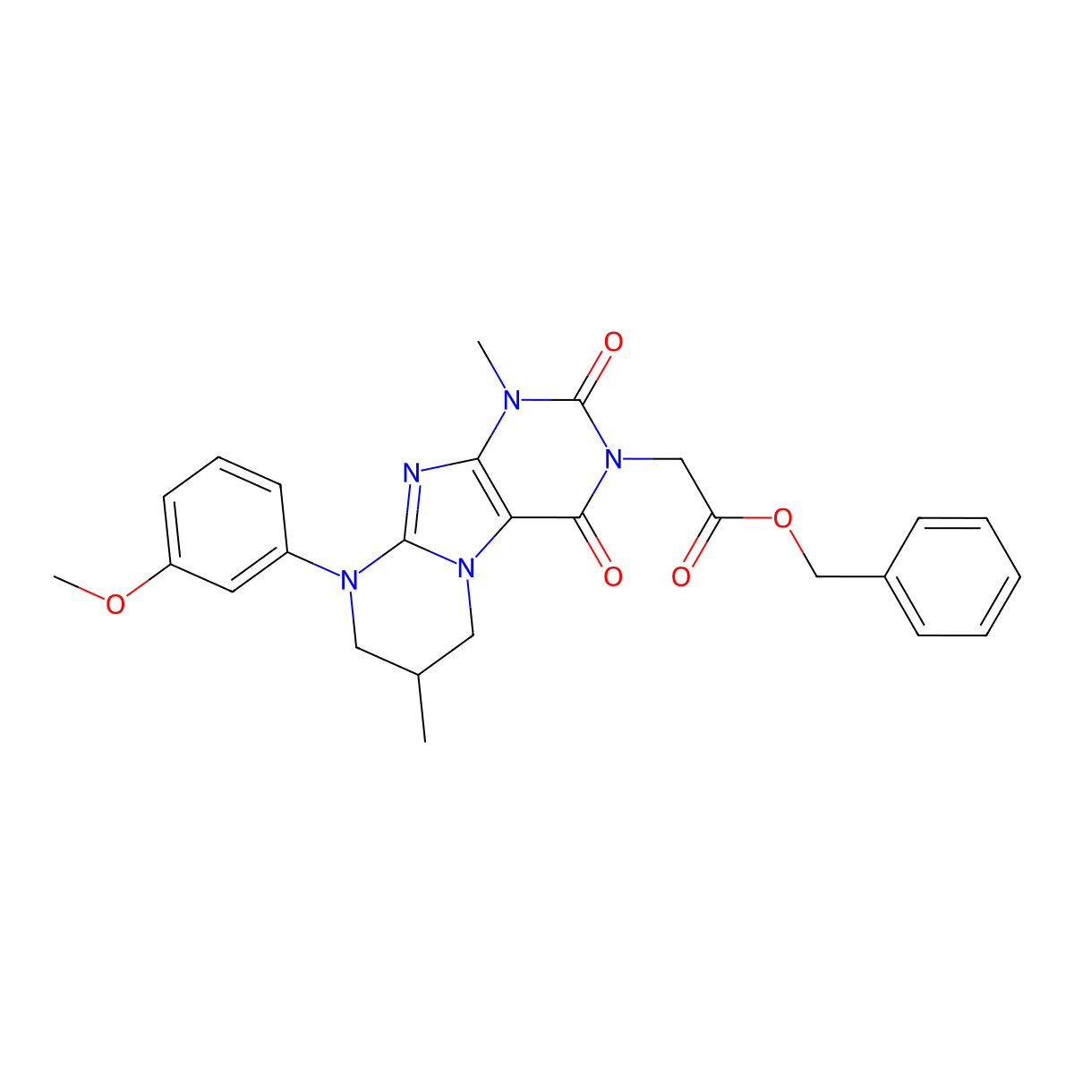 benzyl 2-[9-(3-methoxyphenyl)-1,7-dimethyl-2,4-dioxo-7,8-dihydro-6H-purino[7,8-a]pyrimidin-3-yl]acetate molecular structure, CAS 847176-94-7