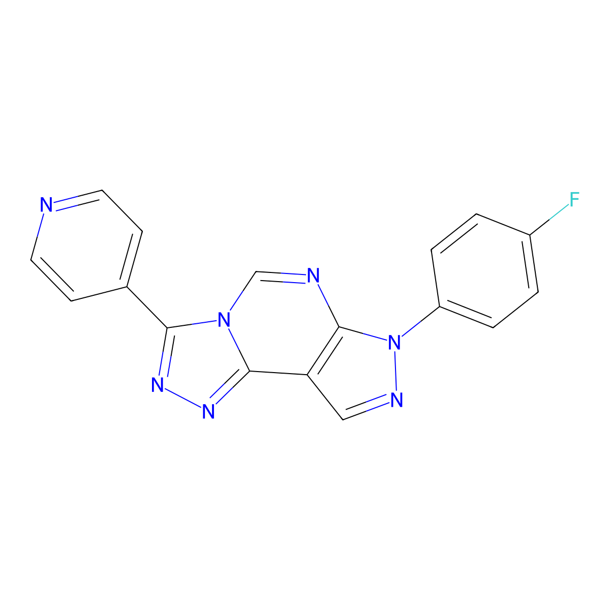 3-(4-Fluorophenyl)-7-(4-pyridyl)-6-hydropyrazolo[5,4-d]1,2,4-triazolo[4,3-e]py rimidine molecular structure, CAS 847177-14-4