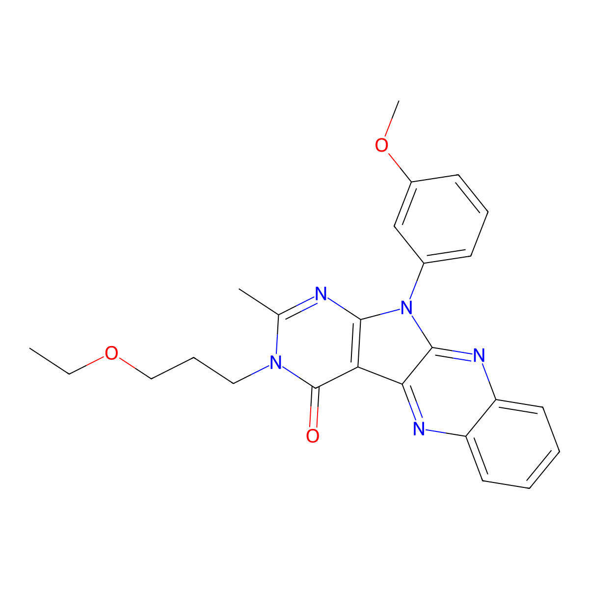 3-(3-ethoxypropyl)-11-(3-methoxyphenyl)-2-methyl-3,11-dihydro-4H-pyrimido[5',4':4,5]pyrrolo[2,3-b]quinoxalin-4-one molecular structure, CAS 847177-24-6