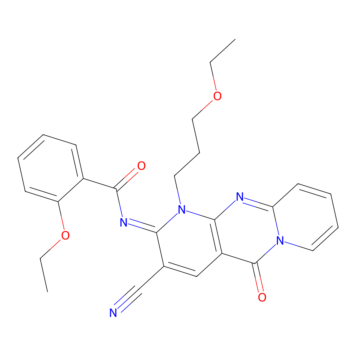 (E)-N-(3-cyano-1-(3-ethoxypropyl)-5-oxo-1H-dipyrido[1,2-a:2',3'-d]pyrimidin-2(5H)-ylidene)-2-ethoxybenzamide molecular structure, CAS 847177-46-2