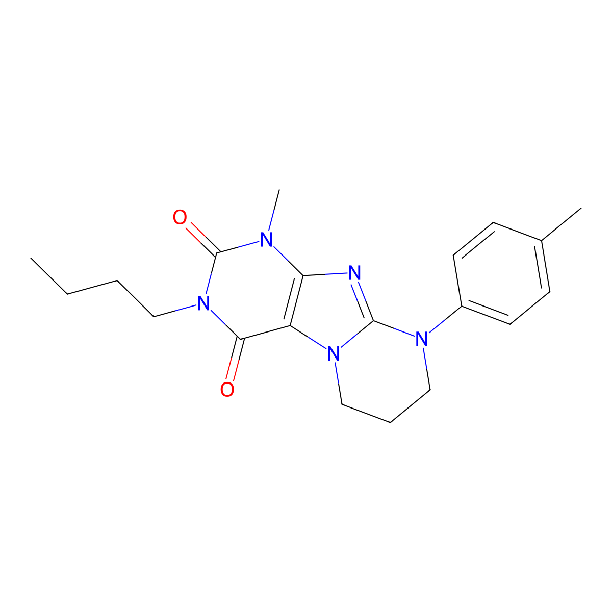 3-butyl-1-methyl-9-(4-methylphenyl)-7,8-dihydro-6H-purino[7,8-a]pyrimidine-2,4-dione molecular structure, CAS 847177-58-6