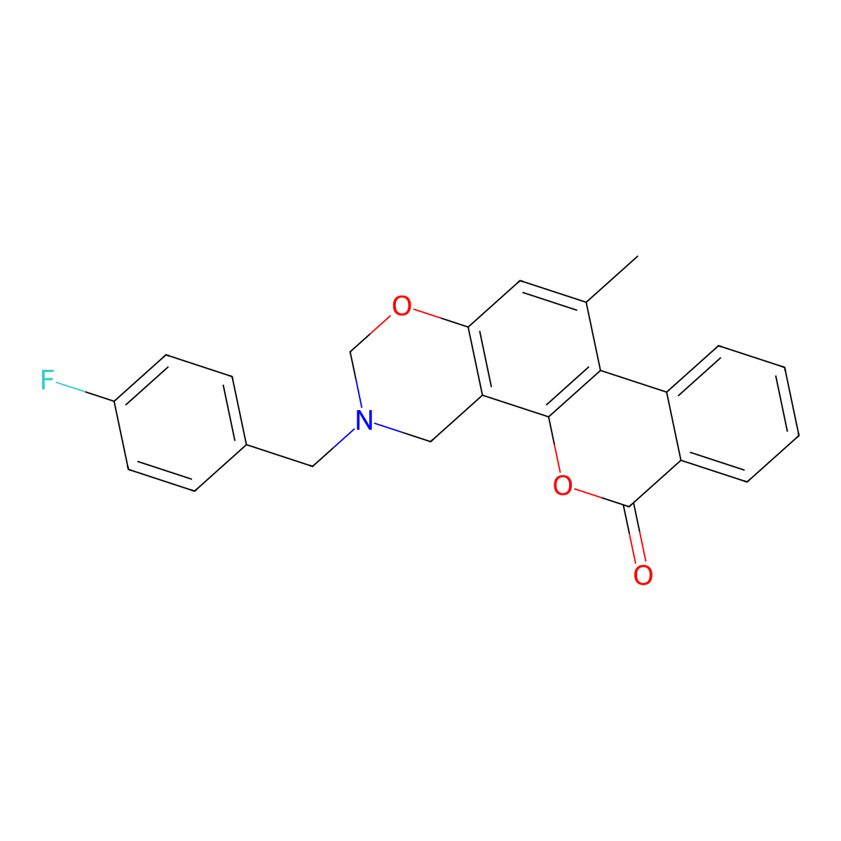 3-(4-fluorobenzyl)-11-methyl-3,4-dihydro-2H,6H-benzo[3,4]chromeno[8,7-e][1,3]oxazin-6-one molecular structure, CAS 847177-74-6