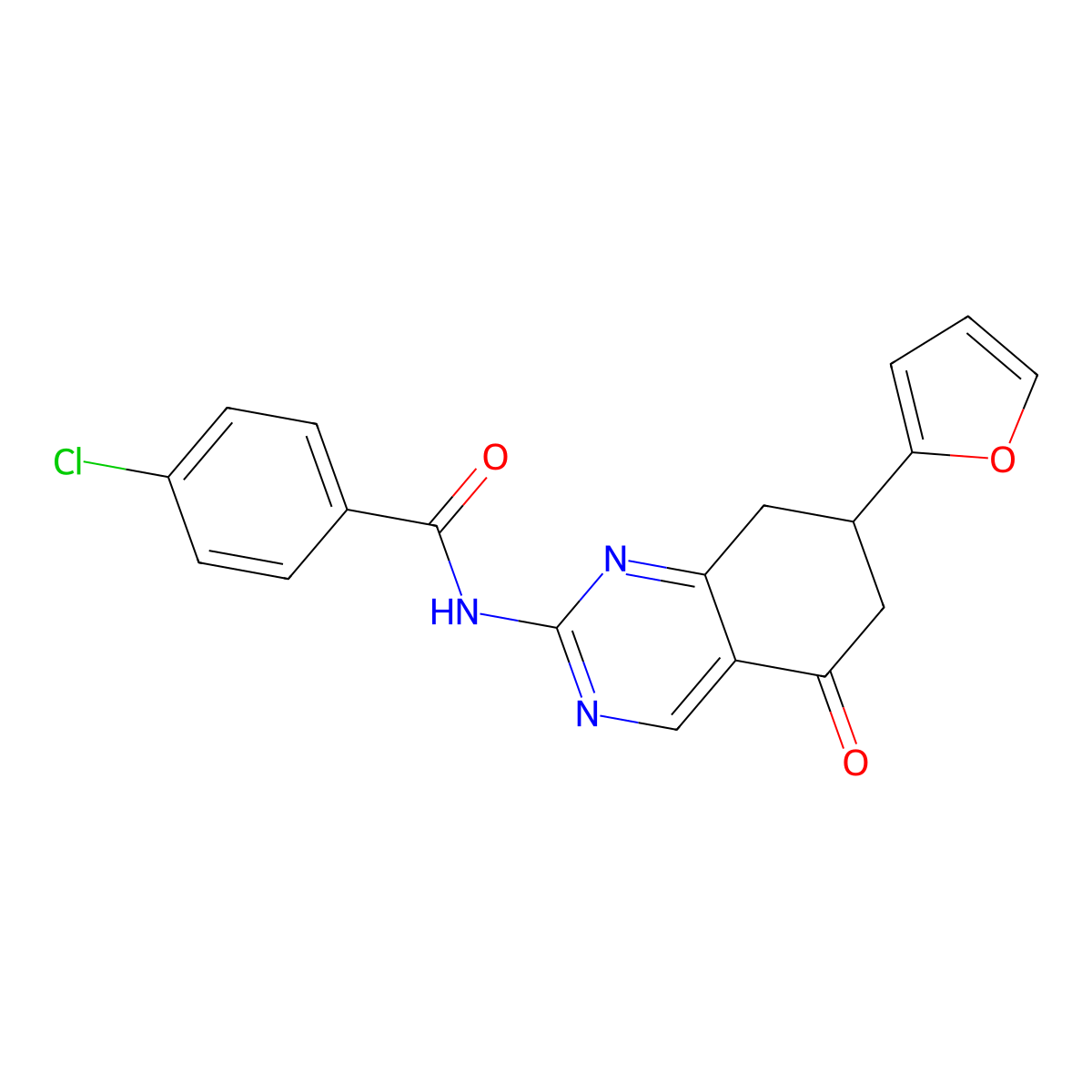 4-chloro-N-[7-(furan-2-yl)-5-oxo-5,6,7,8-tetrahydroquinazolin-2-yl]benzamide molecular structure, CAS 847177-92-8