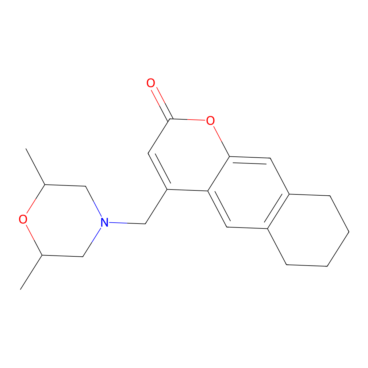 4-((2,6-dimethylmorpholino)methyl)-6,7,8,9-tetrahydro-2H-benzo[g]chromen-2-one molecular structure, CAS 847178-24-9
