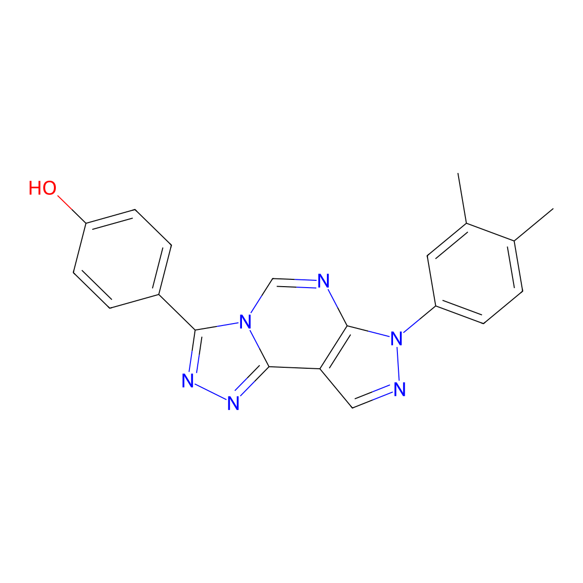 4-[3-(3,4-Dimethylphenyl)-6-hydropyrazolo[5,4-d]1,2,4-triazolo[4,5-e]pyrimidin-7-yl]phenol molecular structure, CAS 847178-51-2