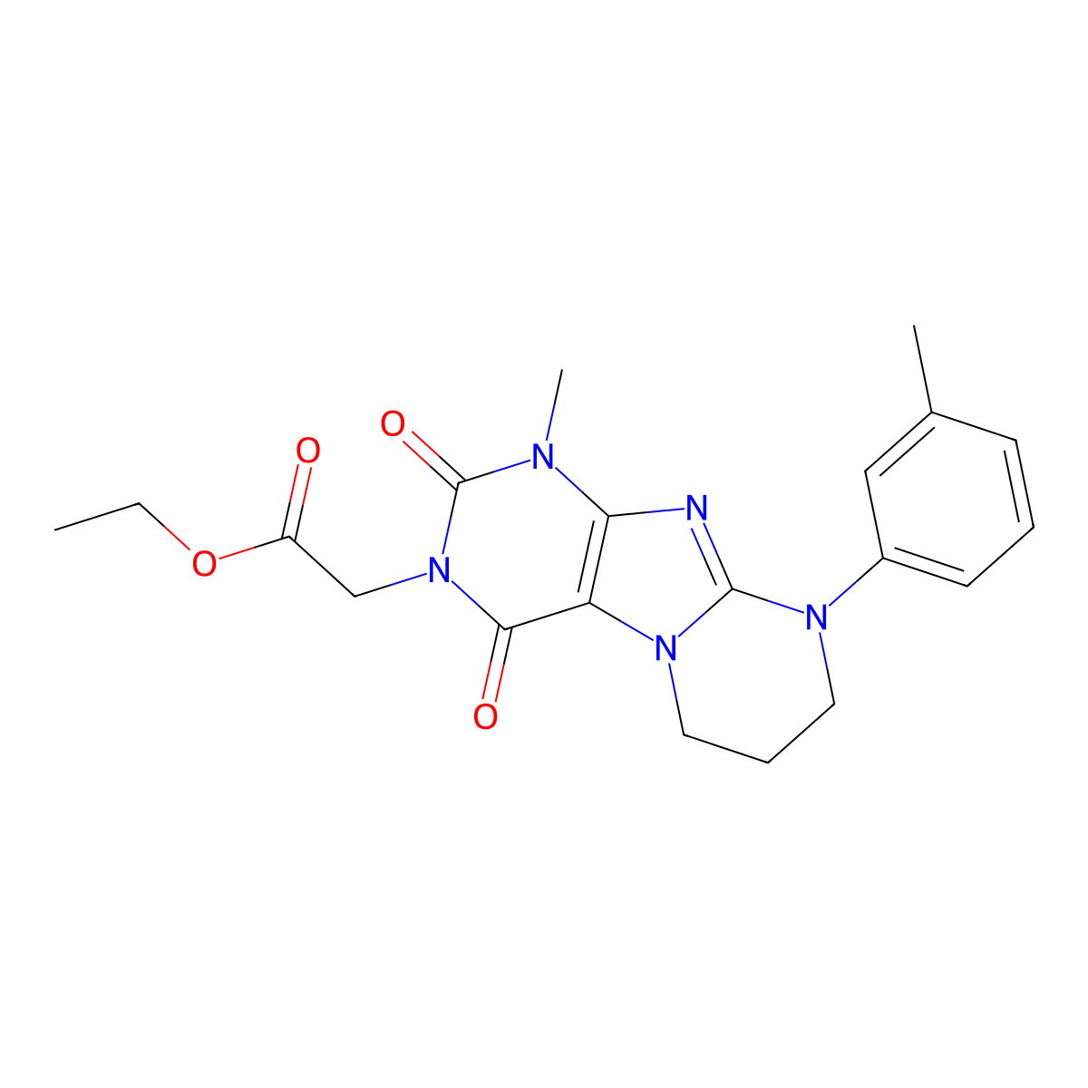 ethyl 2-[1-methyl-9-(3-methylphenyl)-2,4-dioxo-7,8-dihydro-6H-purino[7,8-a]pyrimidin-3-yl]acetate molecular structure, CAS 847178-55-6