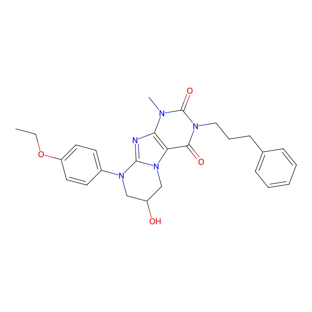 9-(4-ethoxyphenyl)-7-hydroxy-1-methyl-3-(3-phenylpropyl)-7,8-dihydro-6H-purino[7,8-a]pyrimidine-2,4-dione molecular structure, CAS 847178-59-0