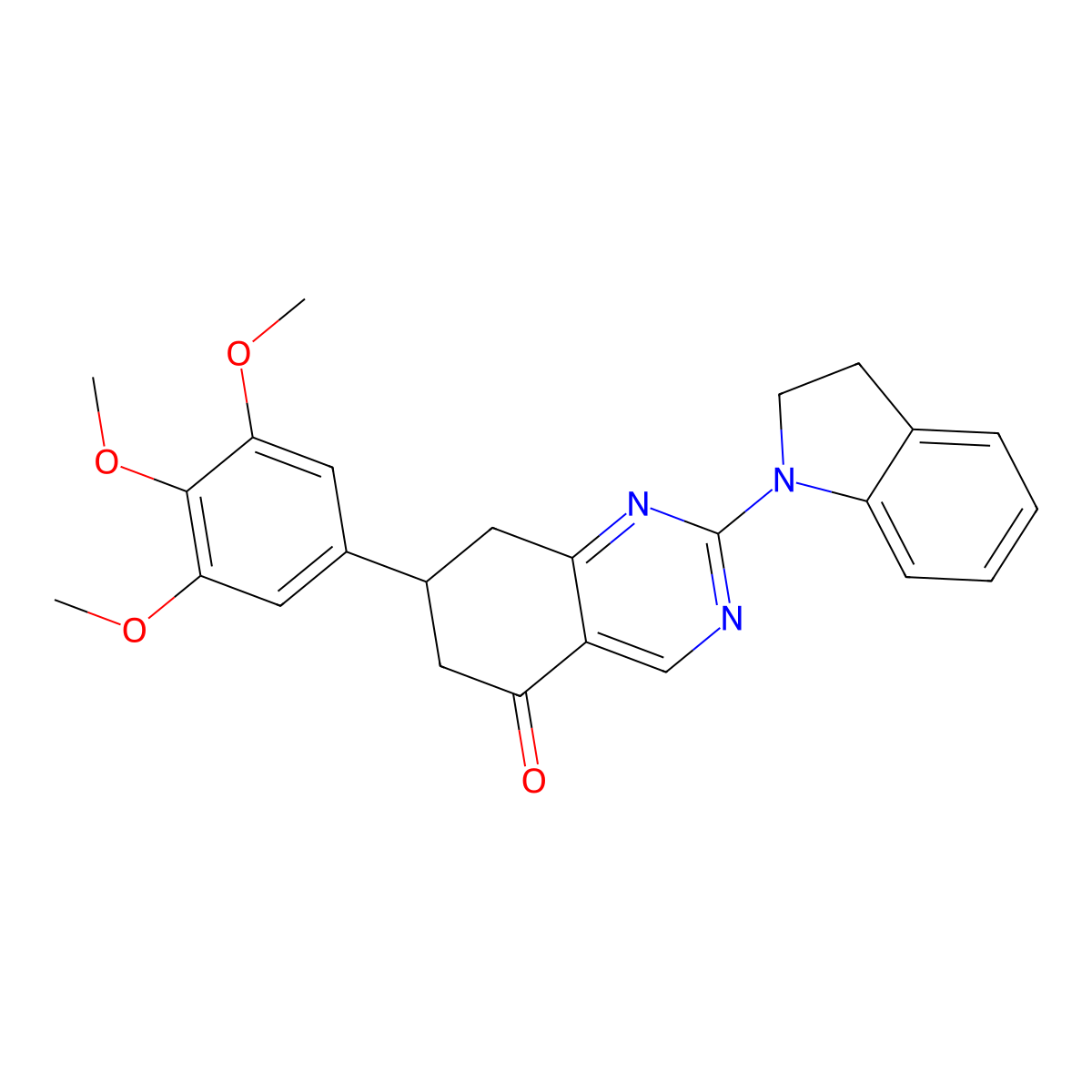 2-(2,3-dihydro-1H-indol-1-yl)-7-(3,4,5-trimethoxyphenyl)-7,8-dihydroquinazolin-5(6H)-one molecular structure, CAS 847178-97-6