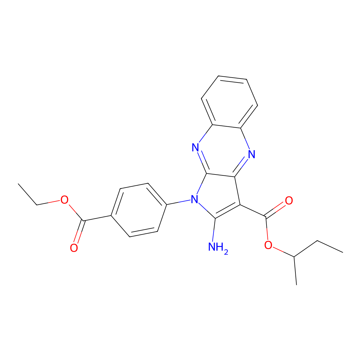 Butan-2-yl 2-amino-1-(4-ethoxycarbonylphenyl)pyrrolo[3,2-b]quinoxaline-3-carboxylate molecular structure, CAS 847179-01-5