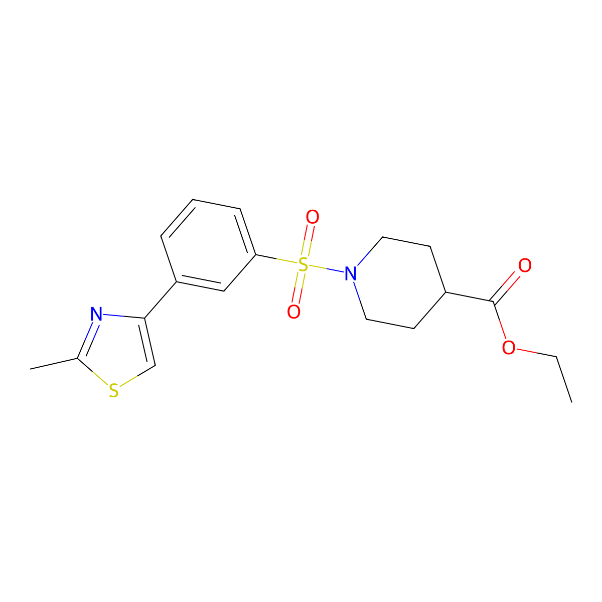 Ethyl 1-{[3-(2-methyl-1,3-thiazol-4-yl)phenyl]sulfonyl}-4-piperidinecarboxylate molecular structure, CAS 847179-51-5