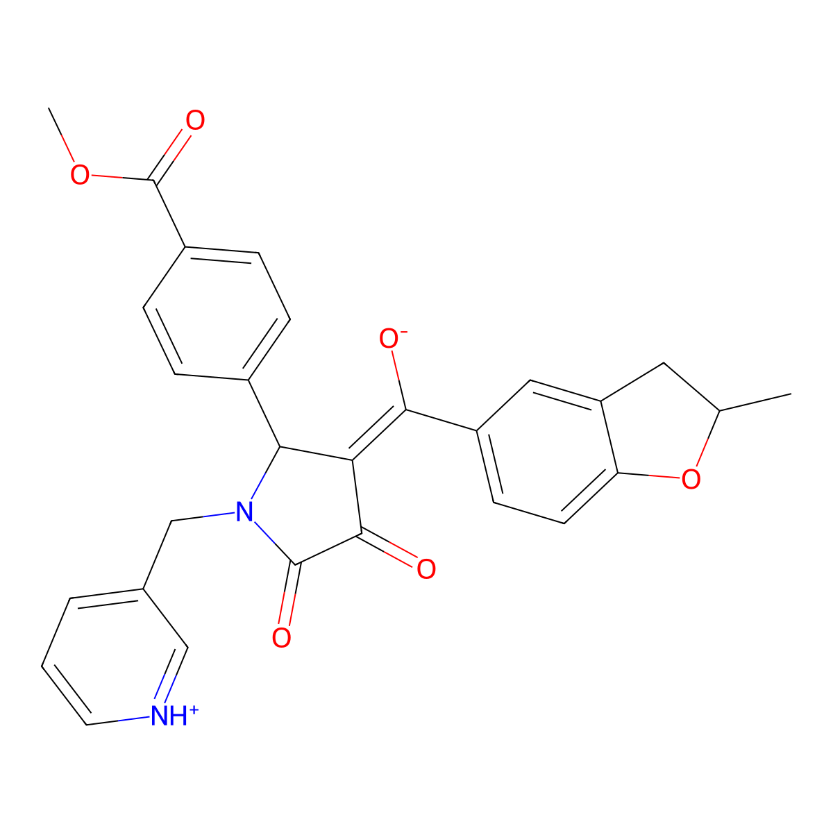Methyl 4-[3-[hydroxy-(2-methyl-2,3-dihydro-1-benzofuran-5-yl)methylidene]-4,5-dioxo-1-(pyridin-3-ylmethyl)pyrrolidin-2-yl]benzoate molecular structure, CAS 847179-68-4