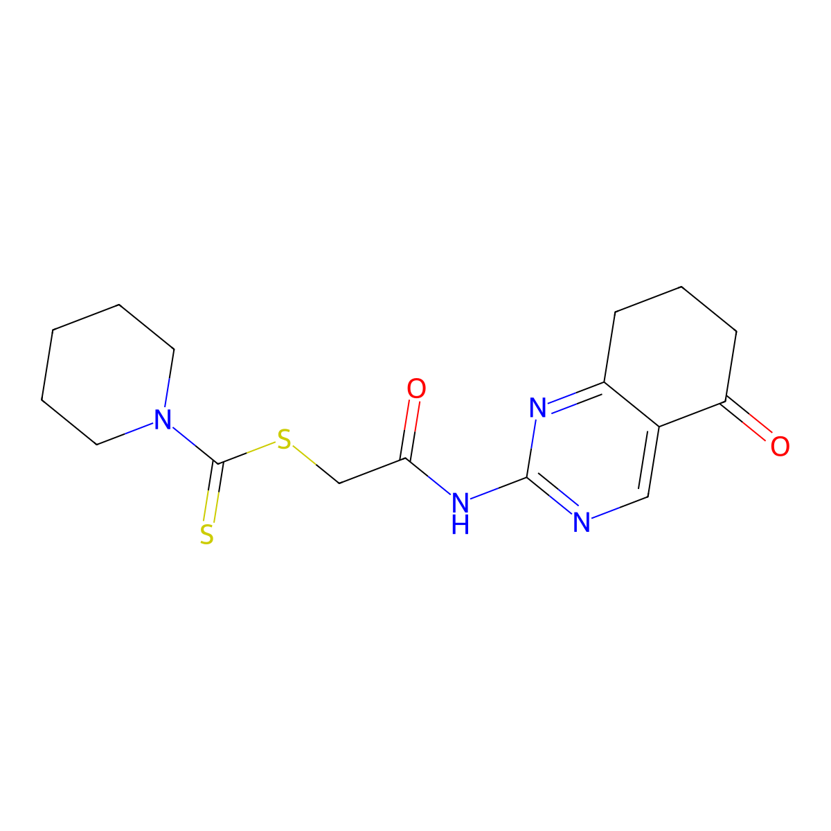 2-Oxo-2-[(5-oxo-5,6,7,8-tetrahydroquinazolin-2-yl)amino]ethyl piperidine-1-carbodithioate molecular structure, CAS 847181-53-7